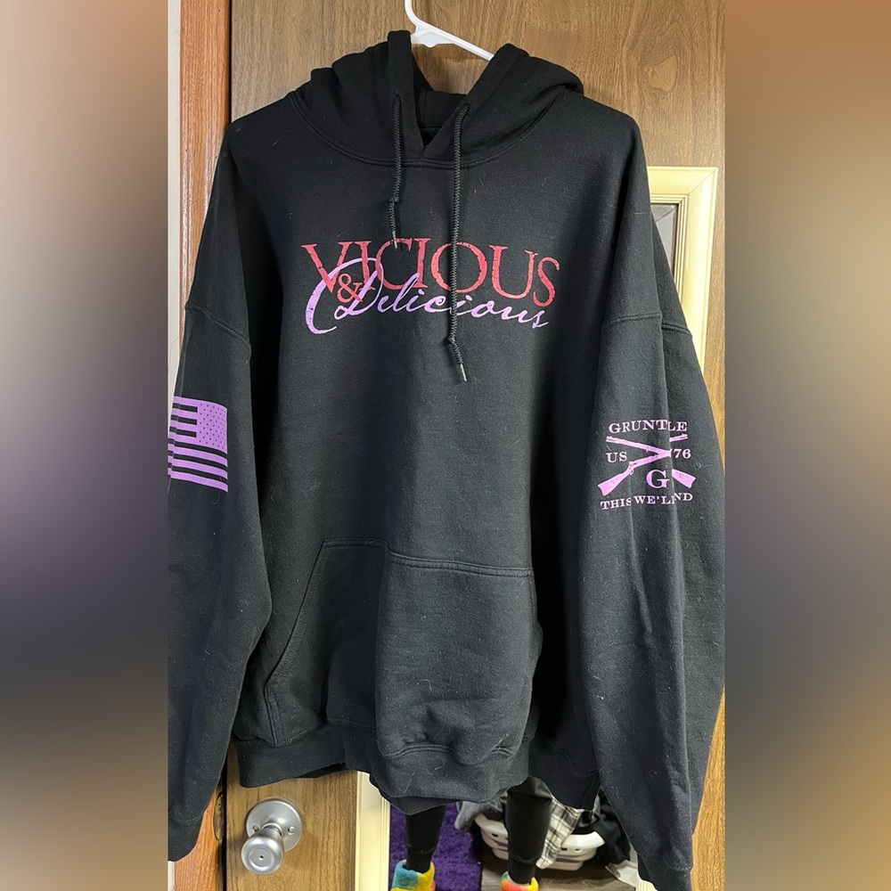 Grunt Style Black Hoodie with White Print